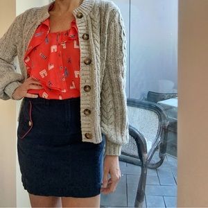 Sezane thick cabled confetti flecks cardigan CS Merino wool sweater LIKE NEW